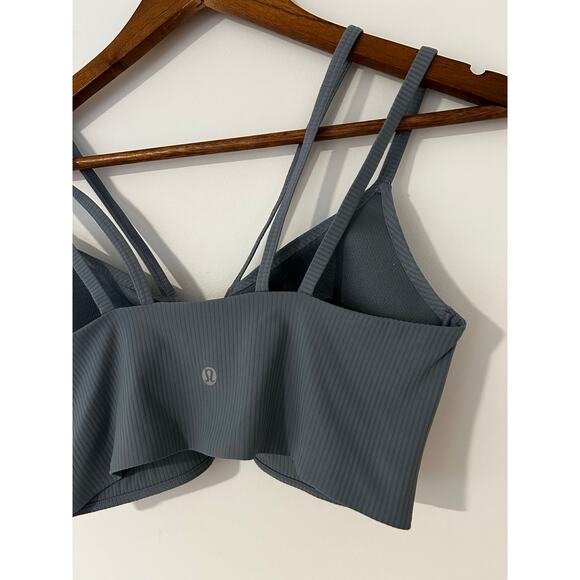 Lululemon Like a Cloud Strappy Longline Ribbed Bra Light Support B/C Cup Gray 8 - Picture 7 of 9